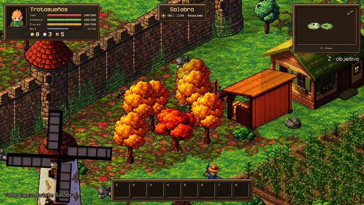Autumn fields and the windmill